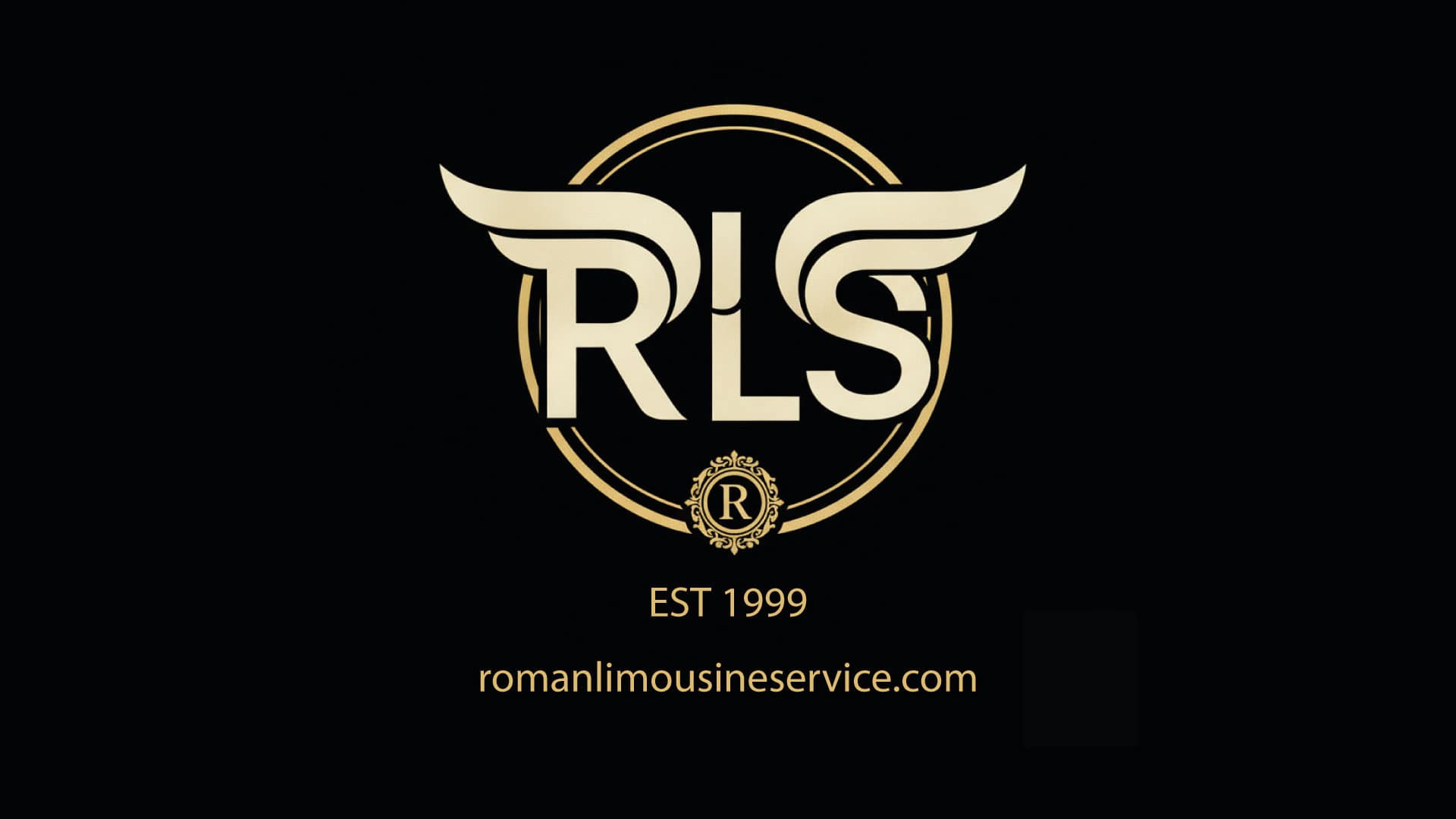 Roman Limousine Service RLS luxury logo restyling gold on black EST 1999